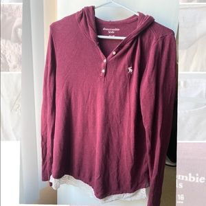 Burgundy Abercrombie Lace Long sleeve with Hood